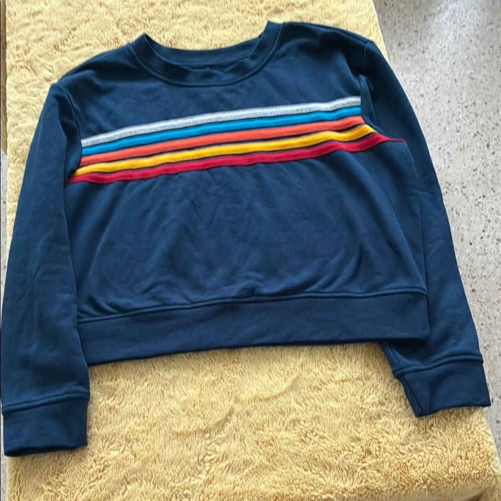 Vanilla Star Navy Sweater with Multicolor Stripes